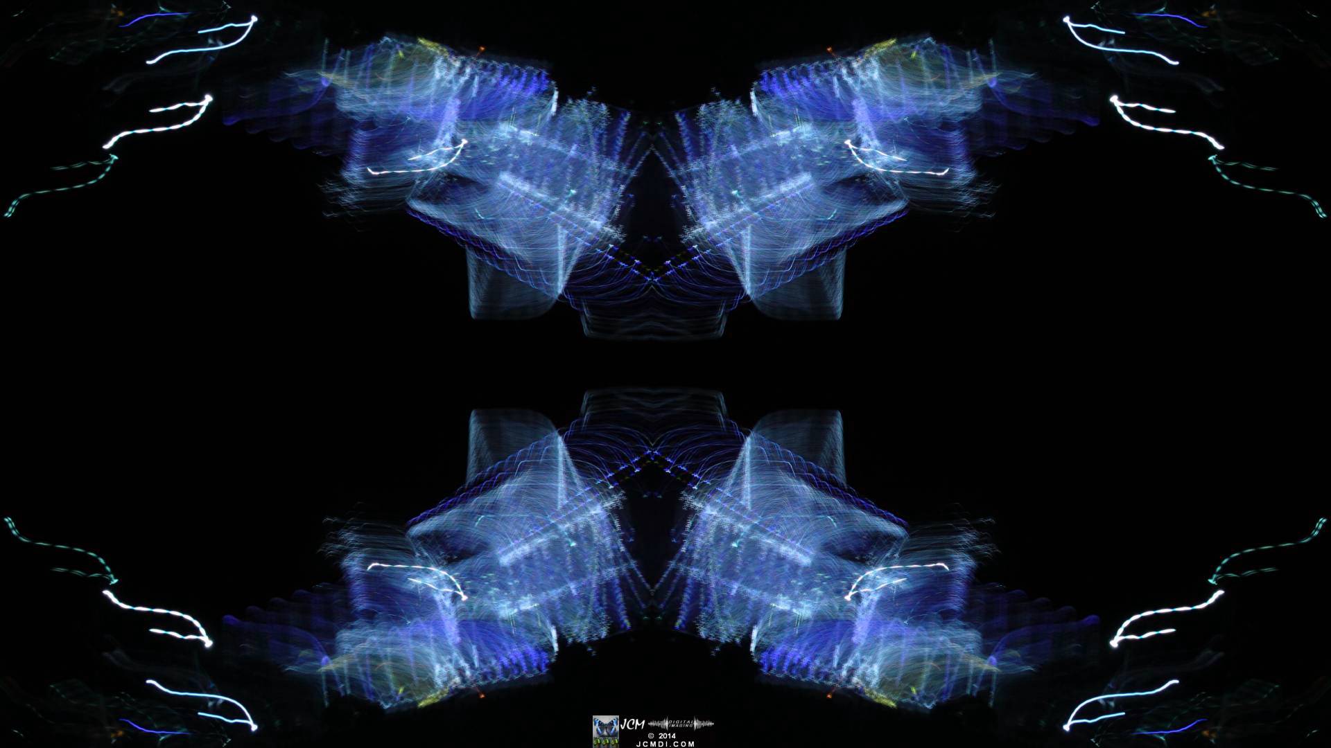 Quadroscopic Artwork made from an image of Abstract motion Christmas lights
